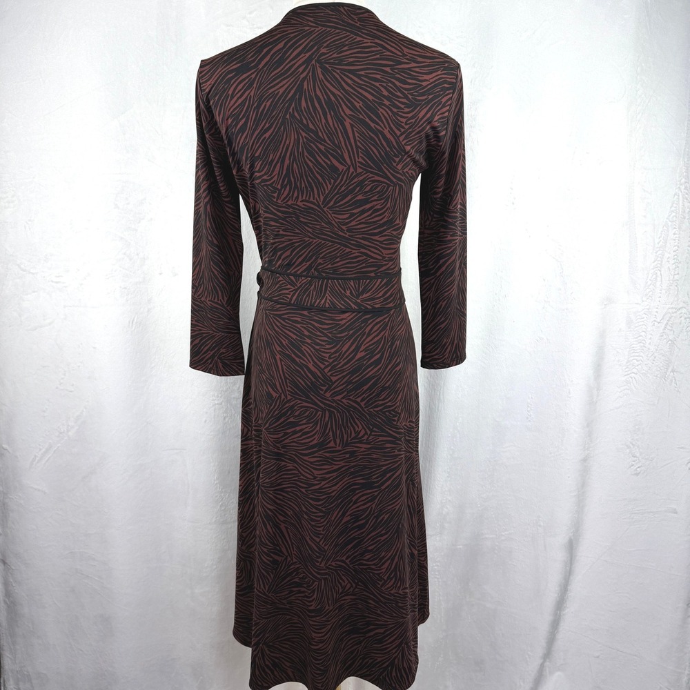 Y2K BCBGMAXAZRIA Zebra Print Wrap Midi Dress Dark Feminine Modern Witchy XS - Picture 4 of 10